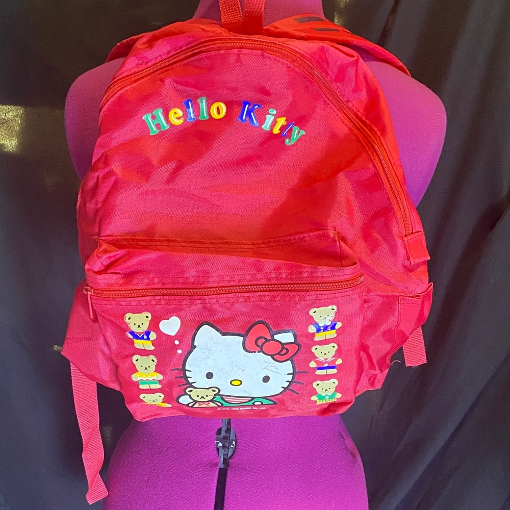 Vintage Hello Kitty teddy bears  Red Backpack made in Taiwan